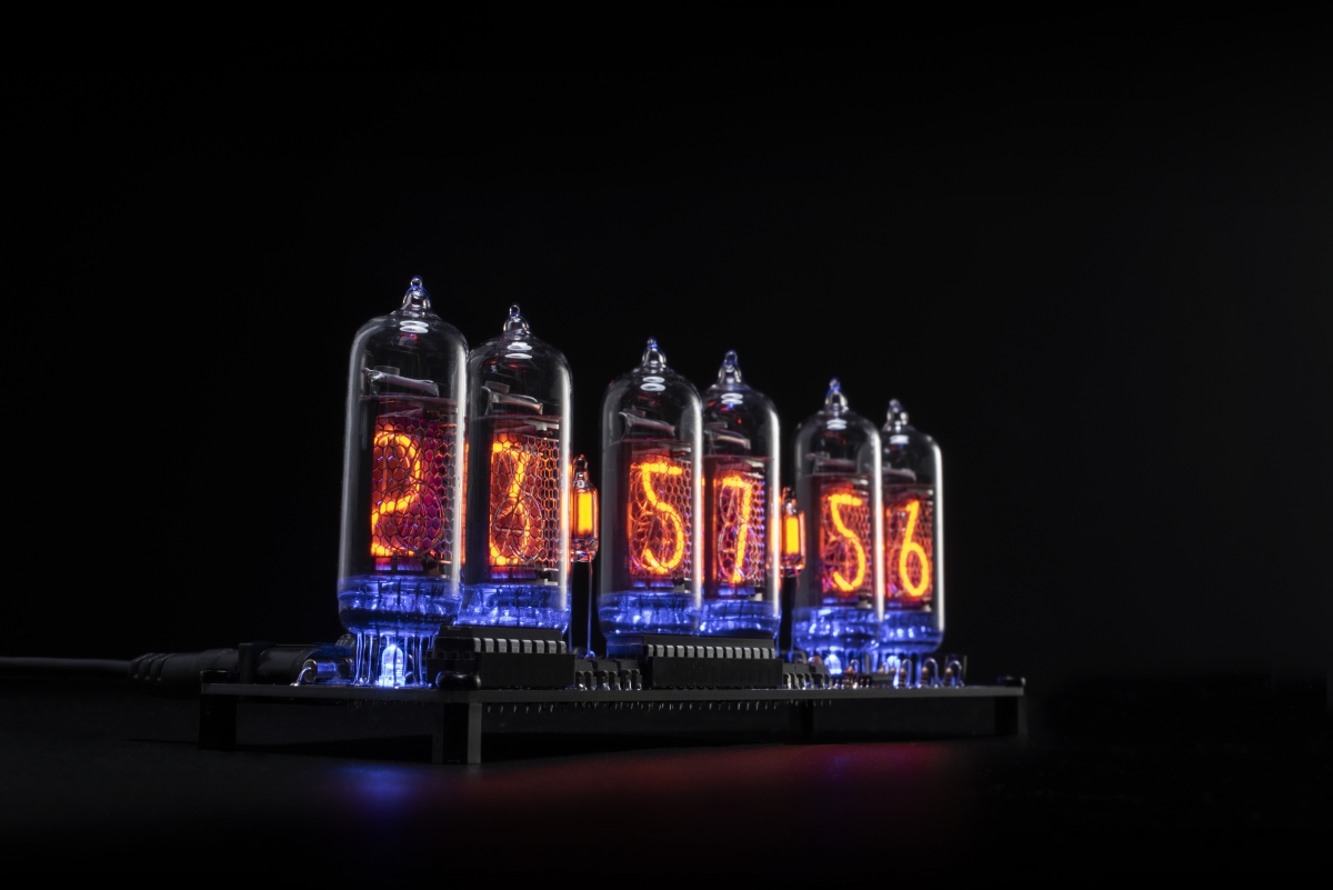 DIY KIT with Used Tubes Nixie Clock 4x IN-14+IN3 RGB Backlight Alarm *All parts* 